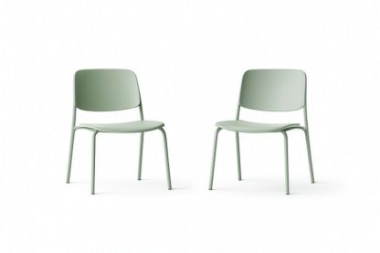 Lot de 2 chaises vertes en métal et plastique 45x50x80 cm-Purefinishio