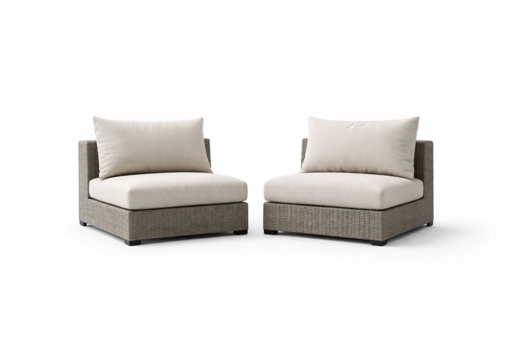 Ensemble de chaises modulaires en résine tressée beige-Purefinishio