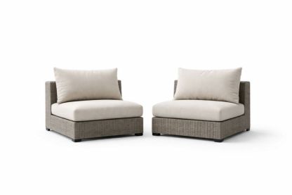 Ensemble de chaises modulaires en résine tressée beige-Purefinishio