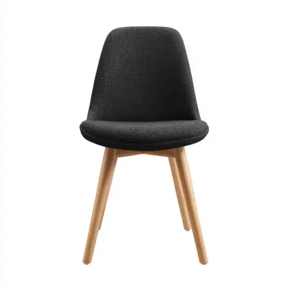 Chaise de salle à manger 50x55x45 cm Tissu Noir Pieds en Bois – Design Scandinave-Purefinishio