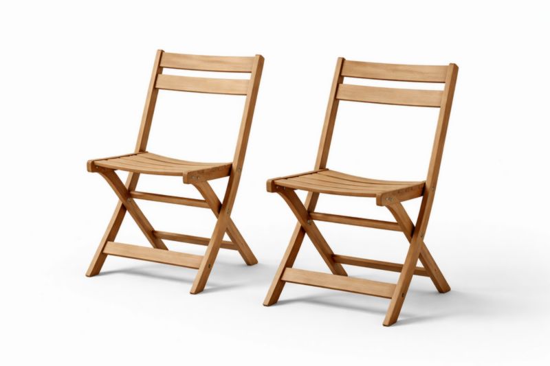 Chaises pliantes en bois massif naturel ensemble de 2-Purefinishio