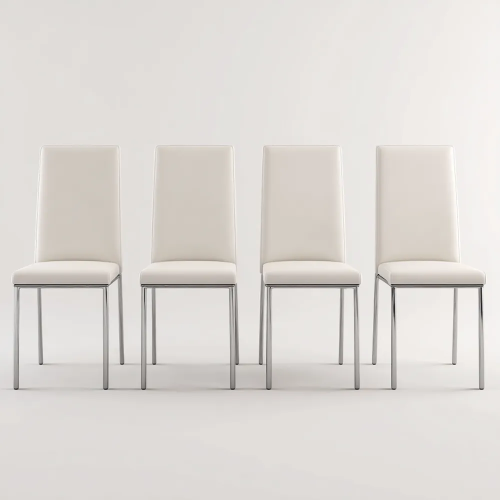 Chaise de salle à manger 42x52x98 cm Revêtement PU Métal Blanc – Ensemble de 4-Purefinishio