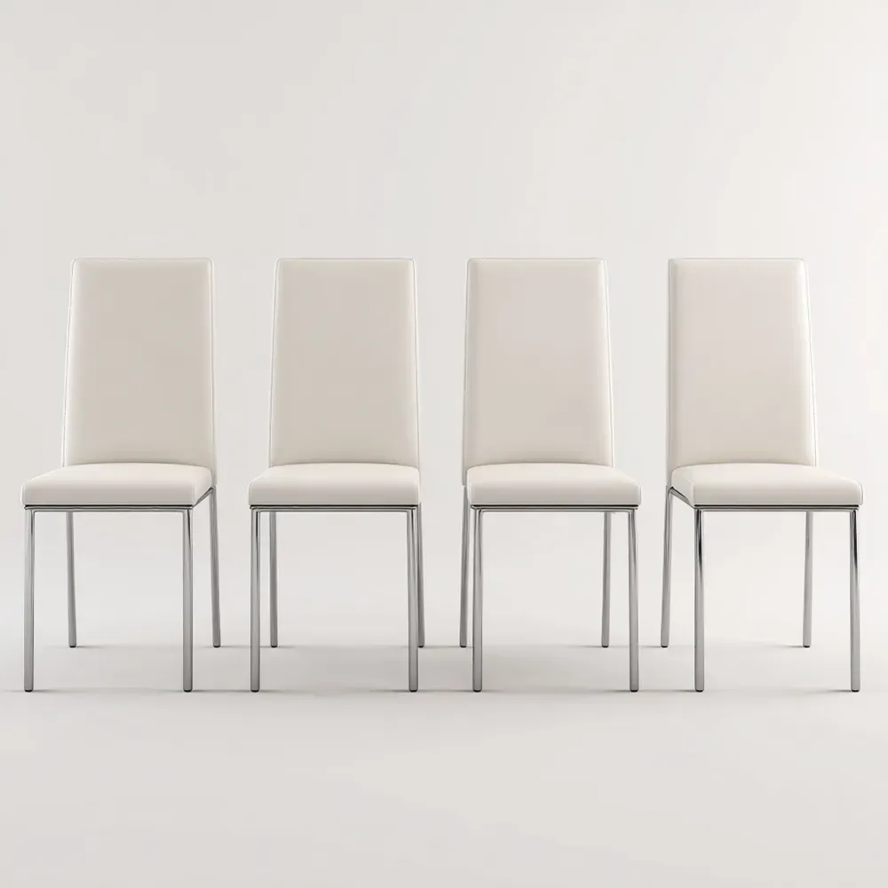 Chaise de salle à manger 42x52x98 cm Revêtement PU Métal Blanc – Ensemble de 4-Purefinishio