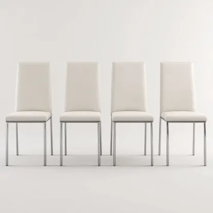 Chaise de salle à manger 42x52x98 cm Revêtement PU Métal Blanc – Ensemble de 4-Purefinishio