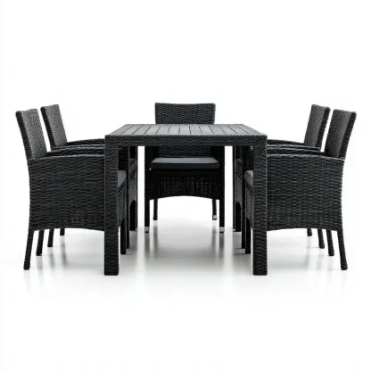 Ensemble table et chaises de jardin en résine tressée 150x90x90 cm - Noir - Design contemporain-Purefinishio