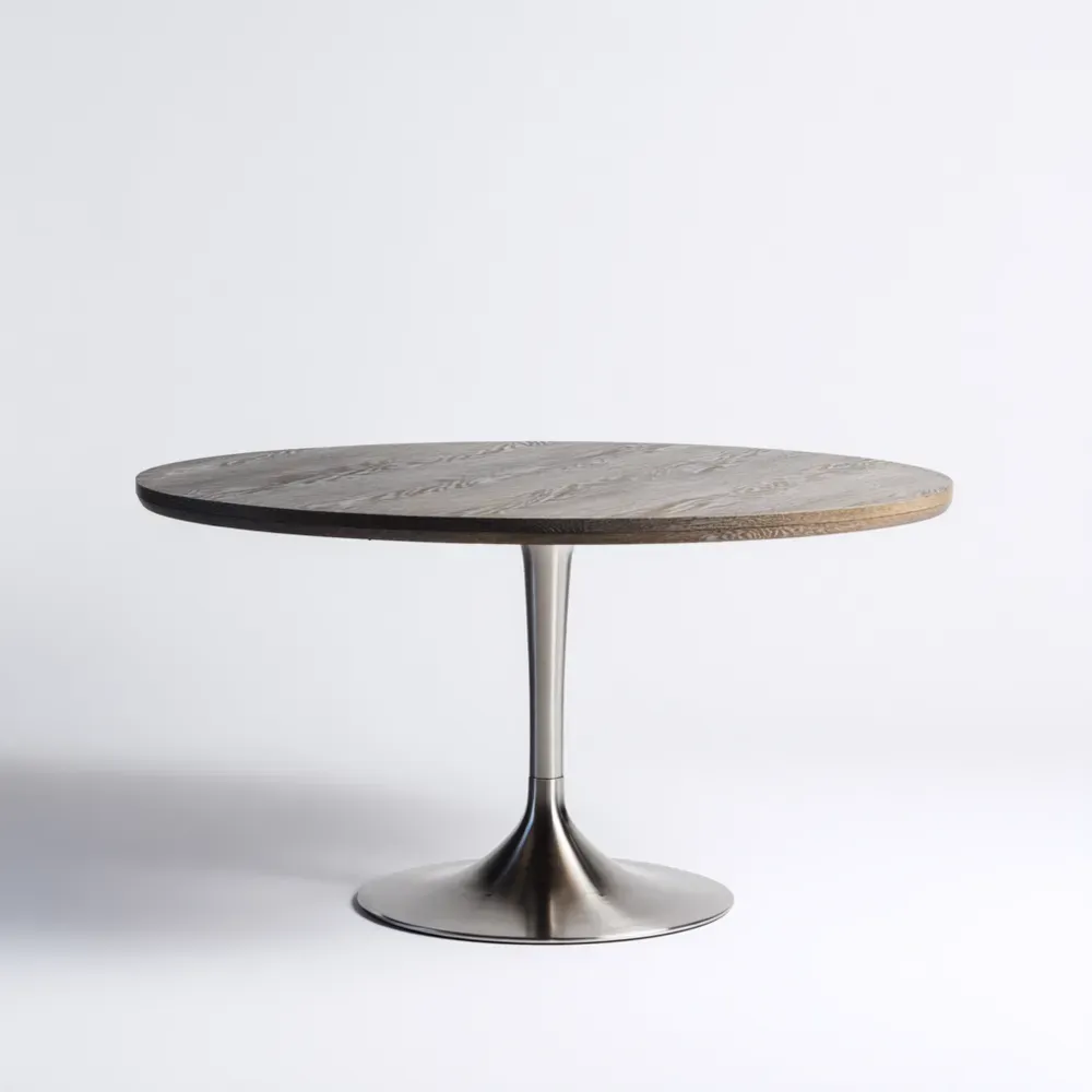 Table à manger ronde en chêne 120x120x75 cm – Métal – Design moderne-Purefinishio