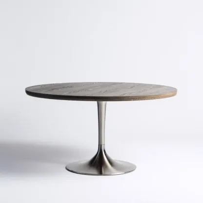 Table à manger ronde en chêne 120x120x75 cm – Métal – Design moderne-Purefinishio