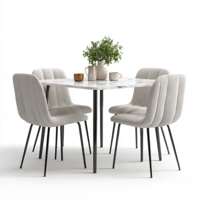 Ensemble table et chaises 100x100x75 cm - Plateau en marbre - Gris clair - Design contemporain-Purefinishio