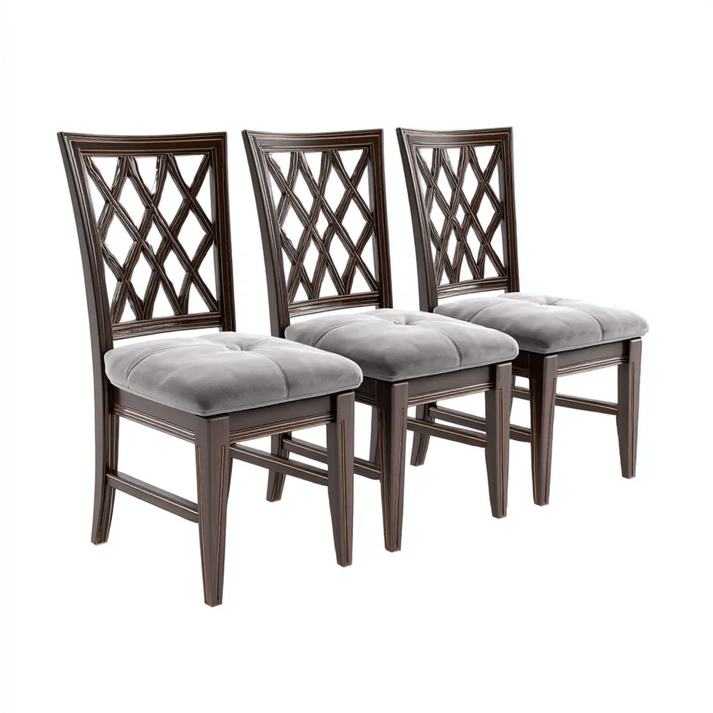 Chaises de salle à manger en bois rembourrées en velours 45x45x90 cm - Gris - Design classique-Purefinishio