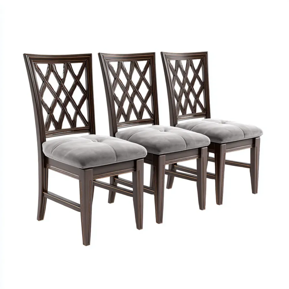 Chaises de salle à manger en bois rembourrées en velours 45x45x90 cm - Gris - Design classique-Purefinishio