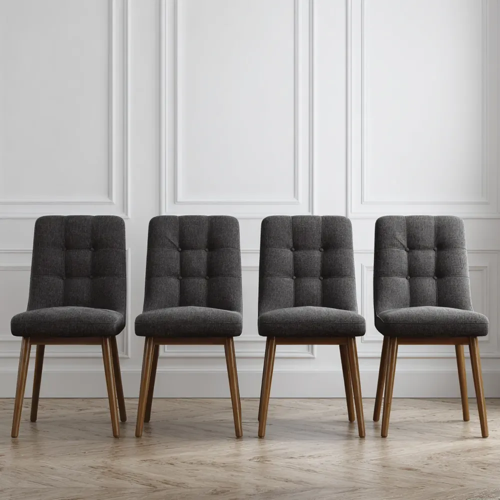 Chaise de salle à manger - Tissu rembourré 48x55x85 cm - Gris Foncé-Purefinishio