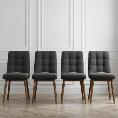 Chaise de salle à manger - Tissu rembourré 48x55x85 cm - Gris Foncé-Purefinishio