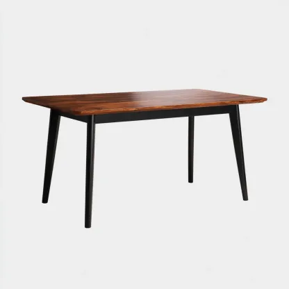 Table à manger en bois massif 180x90x75 cm – Marron/Noir – Design contemporain-Purefinishio