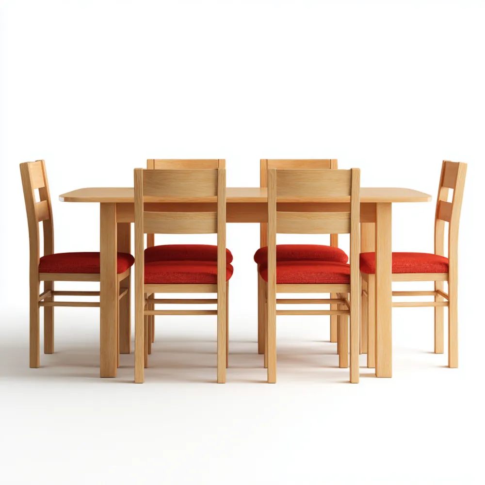 Ensemble table et chaises en bois 150x90x75 cm - Bois/Rouge - Design moderne-Gentledwell