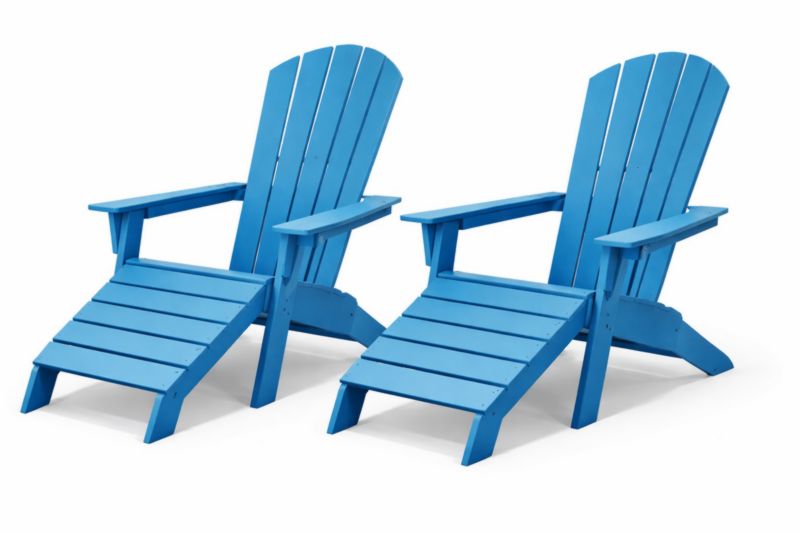 Chaises Adirondack en Bois Bleu avec Ottomane Lot de 2-Gentledwell