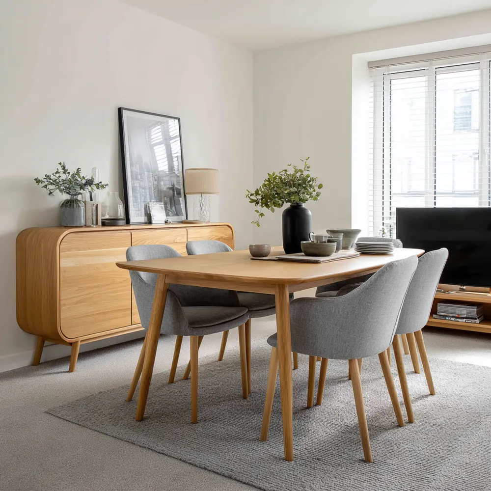 Ensemble table et chaises en bois 180x90x75 cm – Gris Clair – Design contemporain-Gentledwell