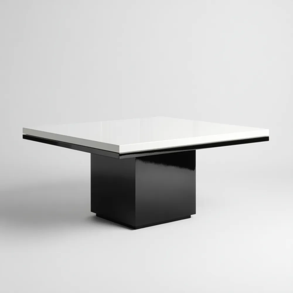 Table à manger carrée 120x120x75 cm - Bois laqué - Noir et Blanc - Design moderne-Gentledwell