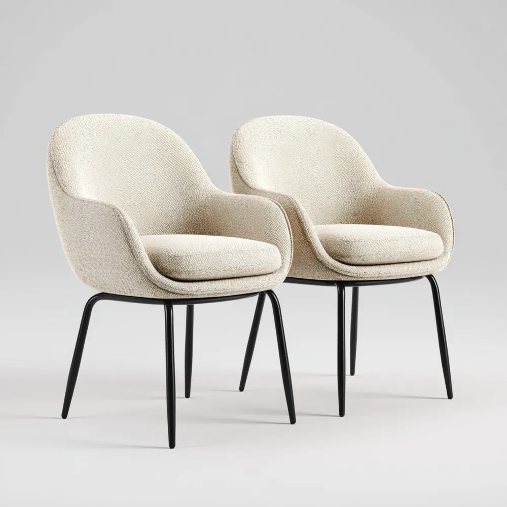 Ensemble de 2 chaises de salle à manger – tissu Beige/Noir – design contemporain (82x56x59 cm)-Gentledwell