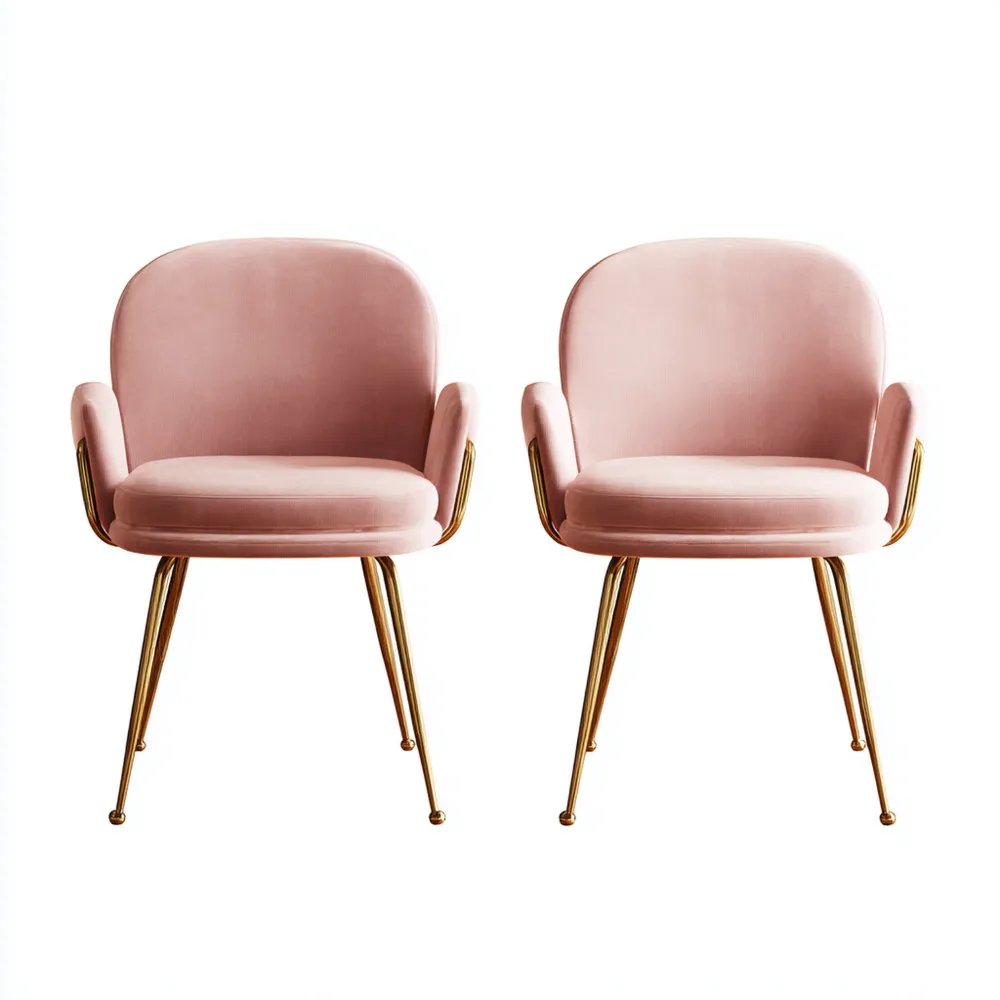 Chaise de salle à manger en velours 50x60x80 cm - Rose - Design moderne-Gentledwell