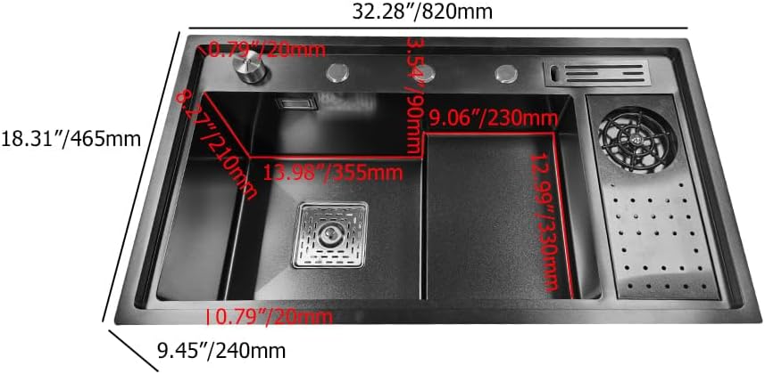 Drop-in Kitchen Sink Black Kitchen Sink Workstation with High-pressure Cup Washer