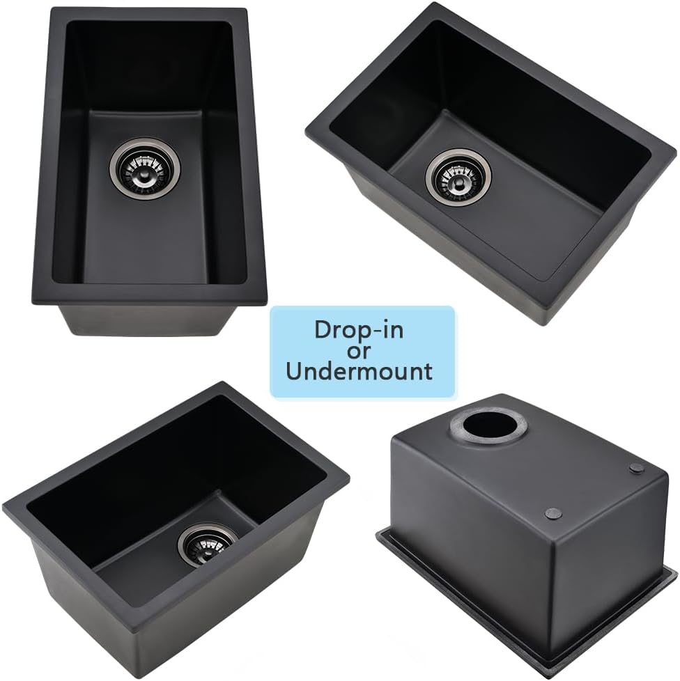 12 Inch Black Bar Sink Undermount