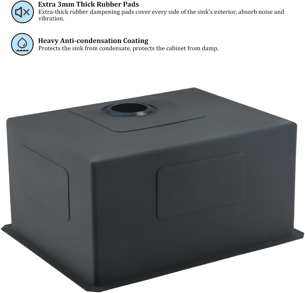 24x19x13 Black Stainless Steel Undermount Laundry Sink