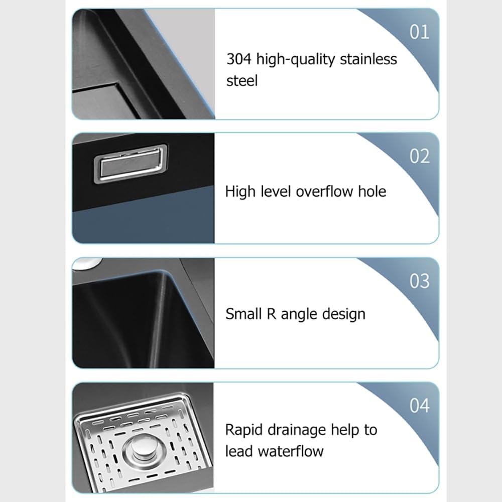 Drop-in Kitchen Sink Black Kitchen Sink Workstation with High-pressure Cup Washer