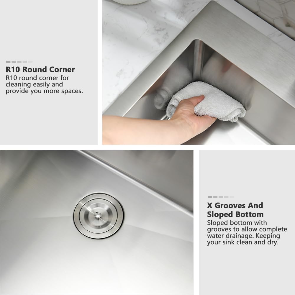 33 x 22 Drop In Kitchen Sink and Faucet Combo Set