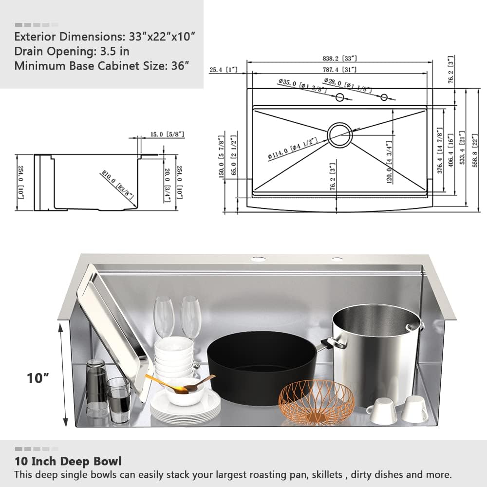 33 Inch Farmhouse Sink Drop In