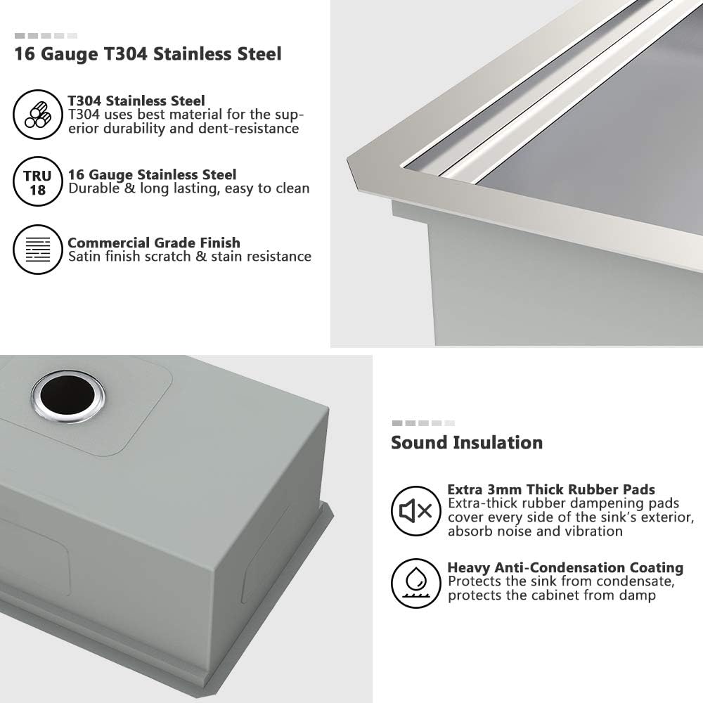 27 Inch Undermount Kitchen Sink Workstation