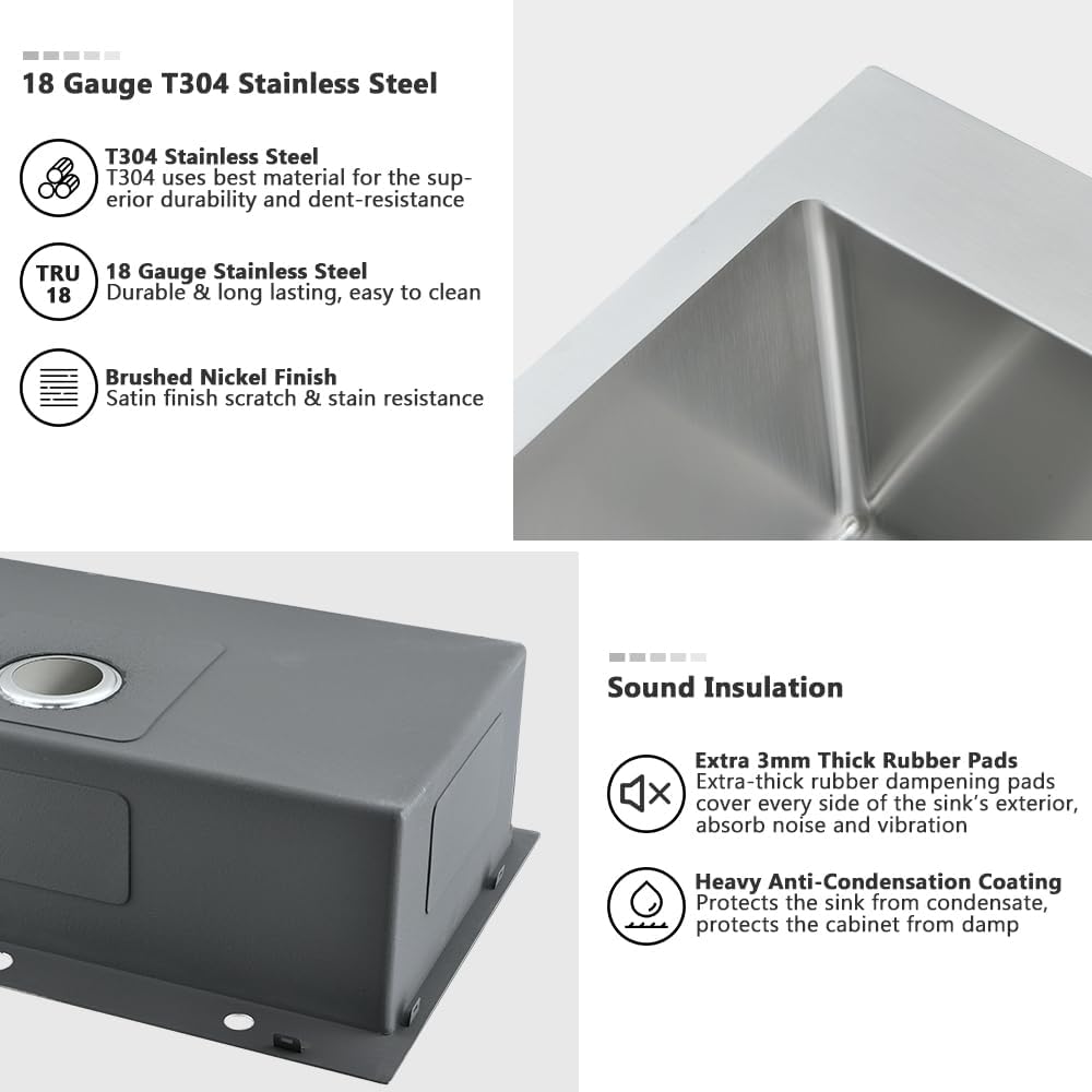 33 x 22 Drop In Kitchen Sink and Faucet Combo Set