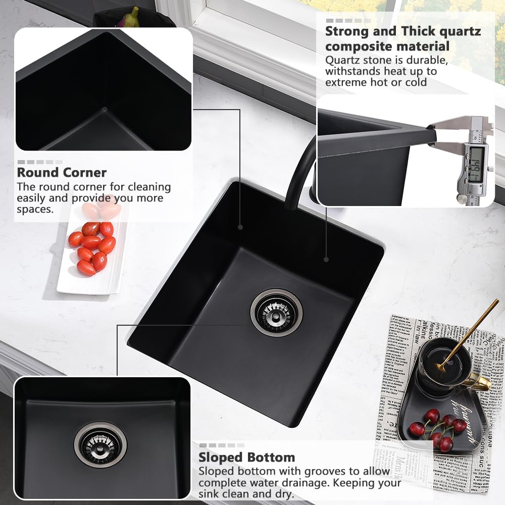 13 Inch Black Bar Sink Undermount