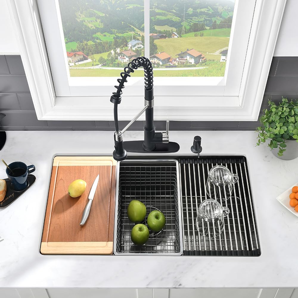 30 Black Kitchen Sink Undermount Workstation