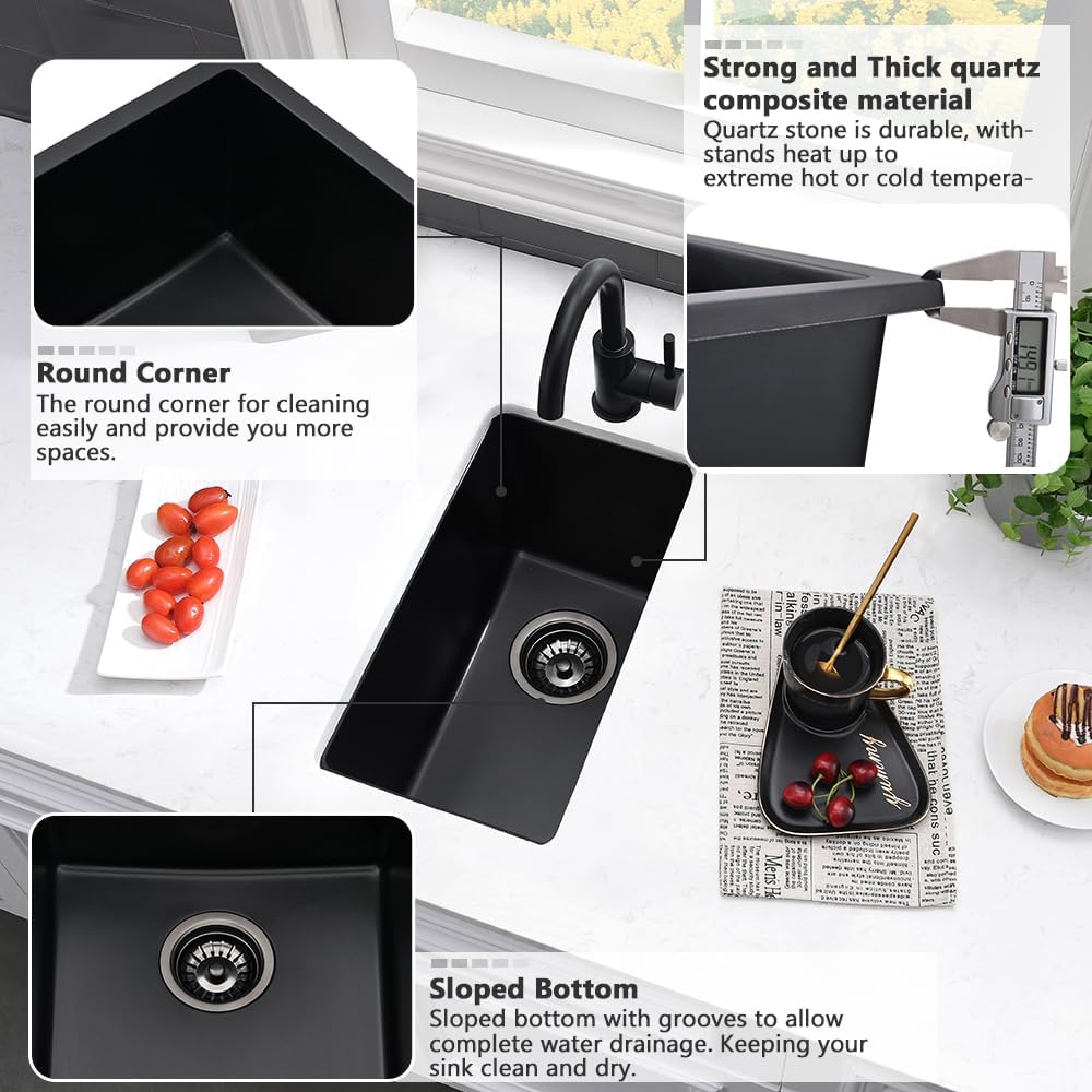 12 Inch Black Bar Sink Undermount