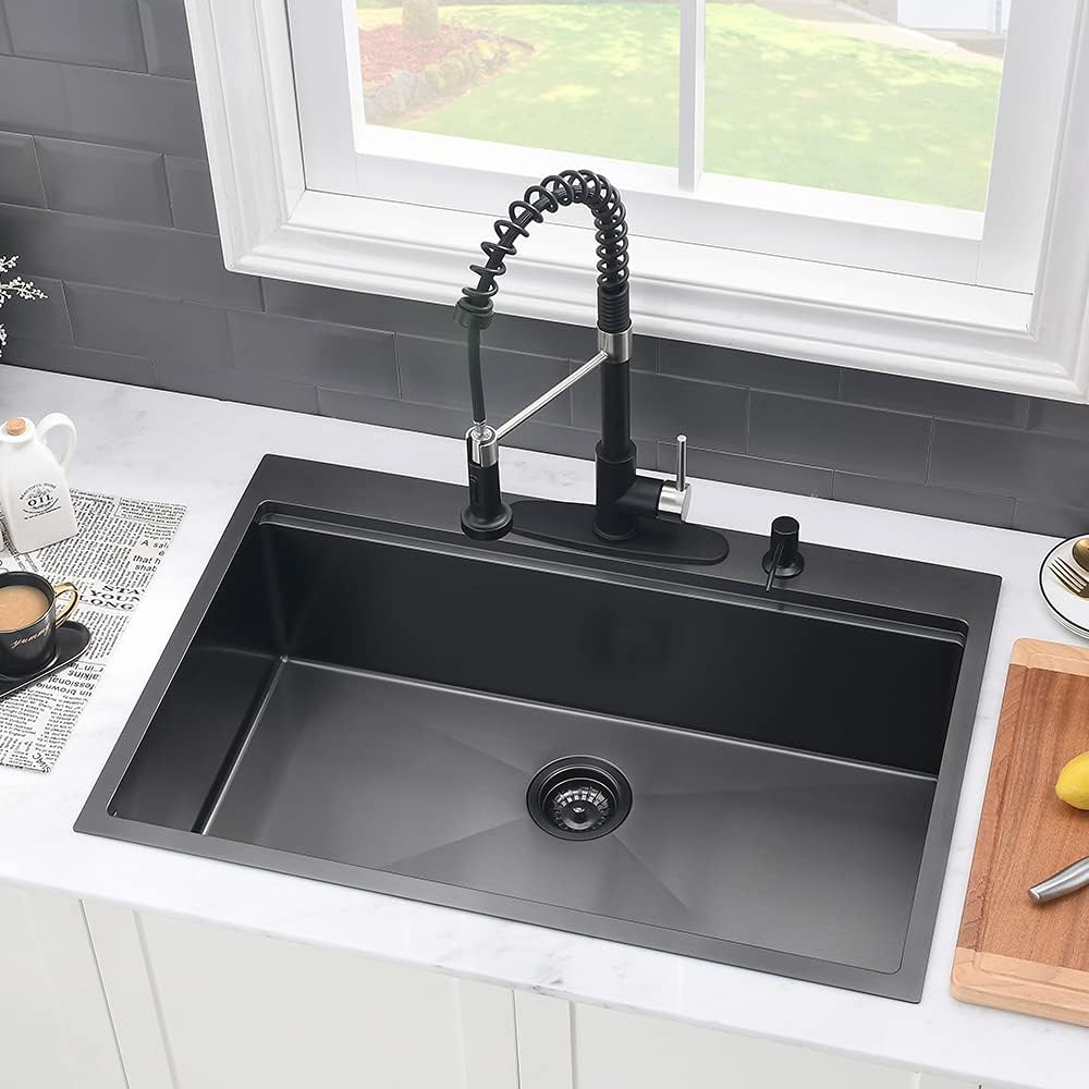33 Inch Black Kitchen Sink Drop In