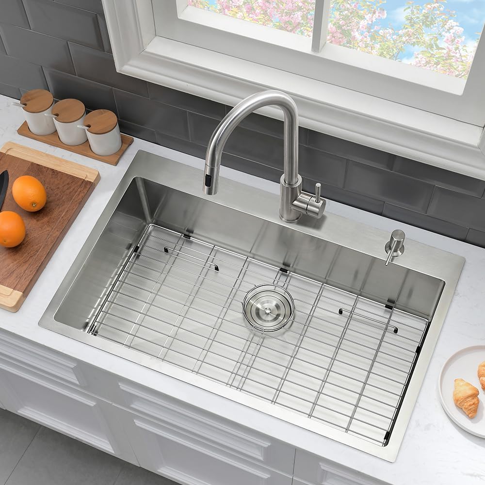 33 x 22 Drop In Kitchen Sink and Faucet Combo Set
