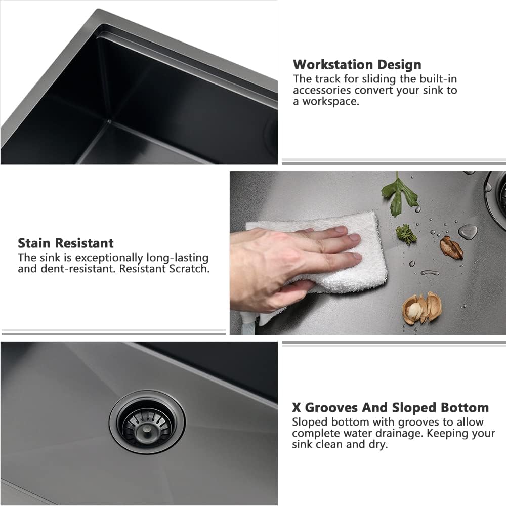 24 Inch Black Farmhouse Sink Workstation