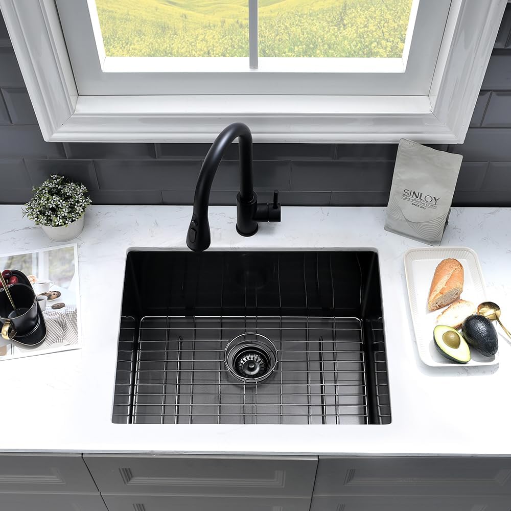 24x19x13 Black Stainless Steel Undermount Laundry Sink