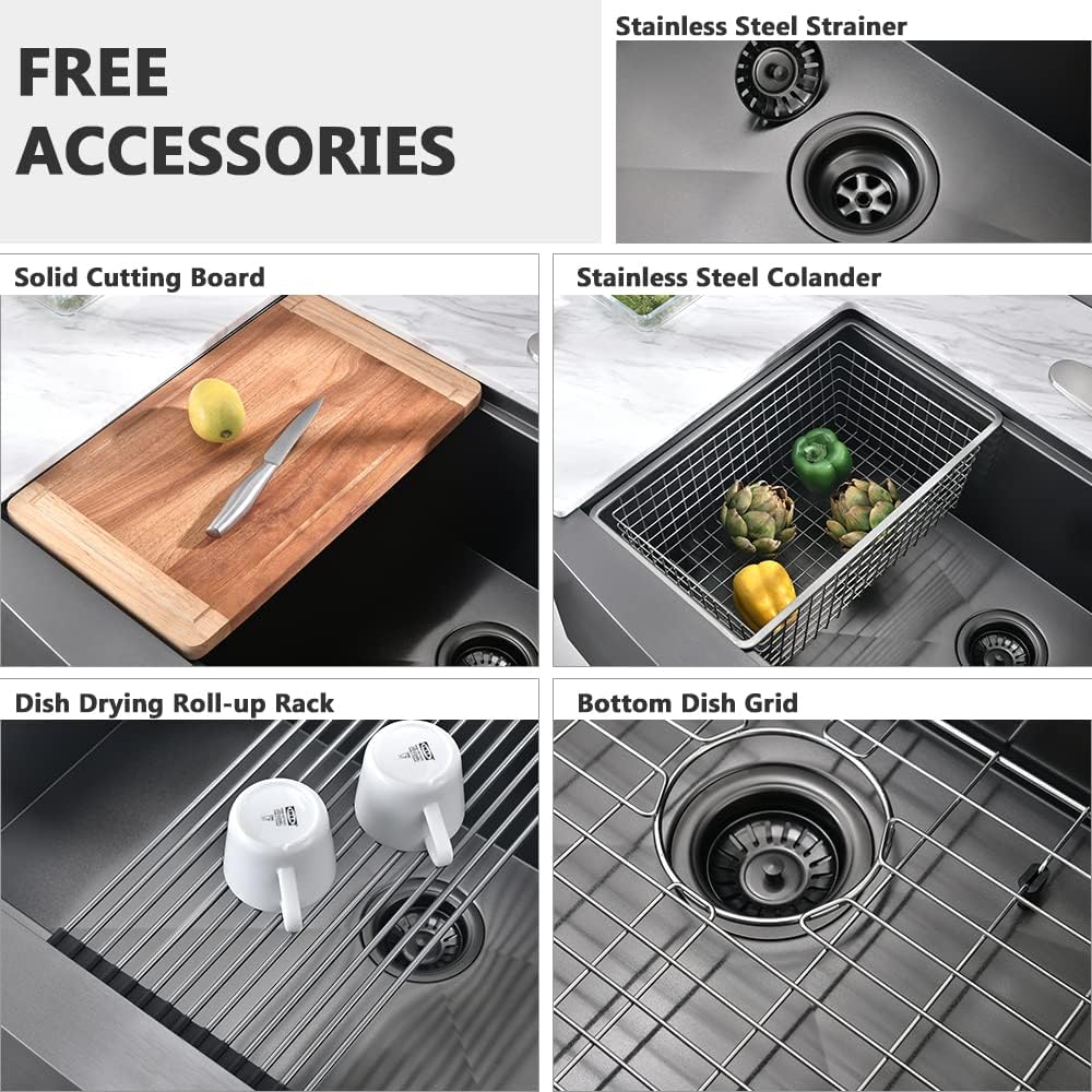 24 Inch Black Farmhouse Sink Workstation