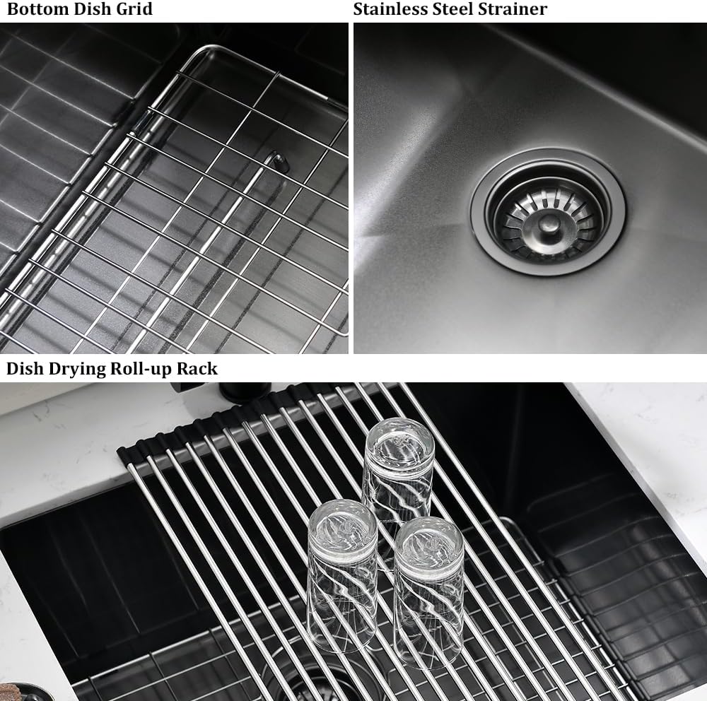 24x19x13 Black Stainless Steel Undermount Laundry Sink