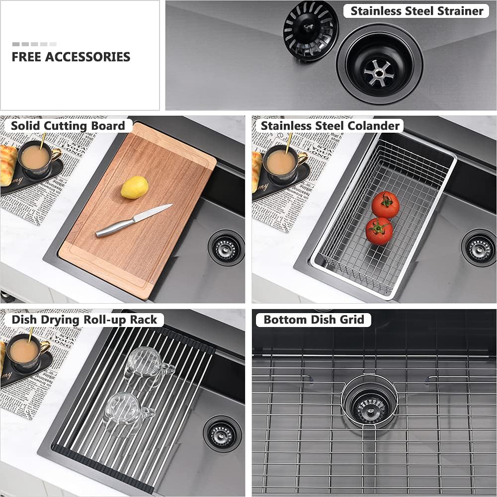 33 Inch Black Kitchen Sink Drop In