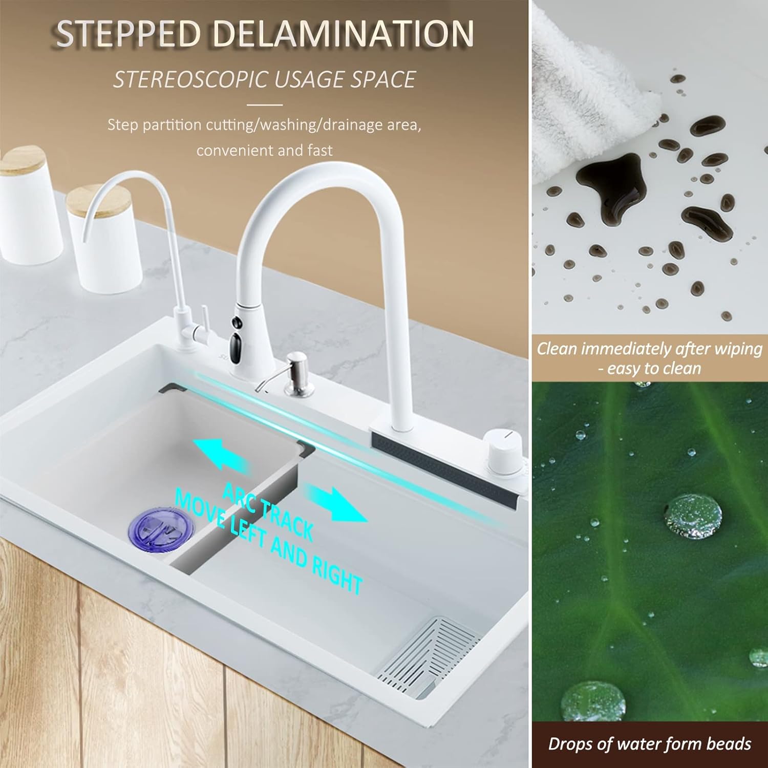 304 Stainless Steel Waterfall Sink - Drop-in Or Undermount Installation