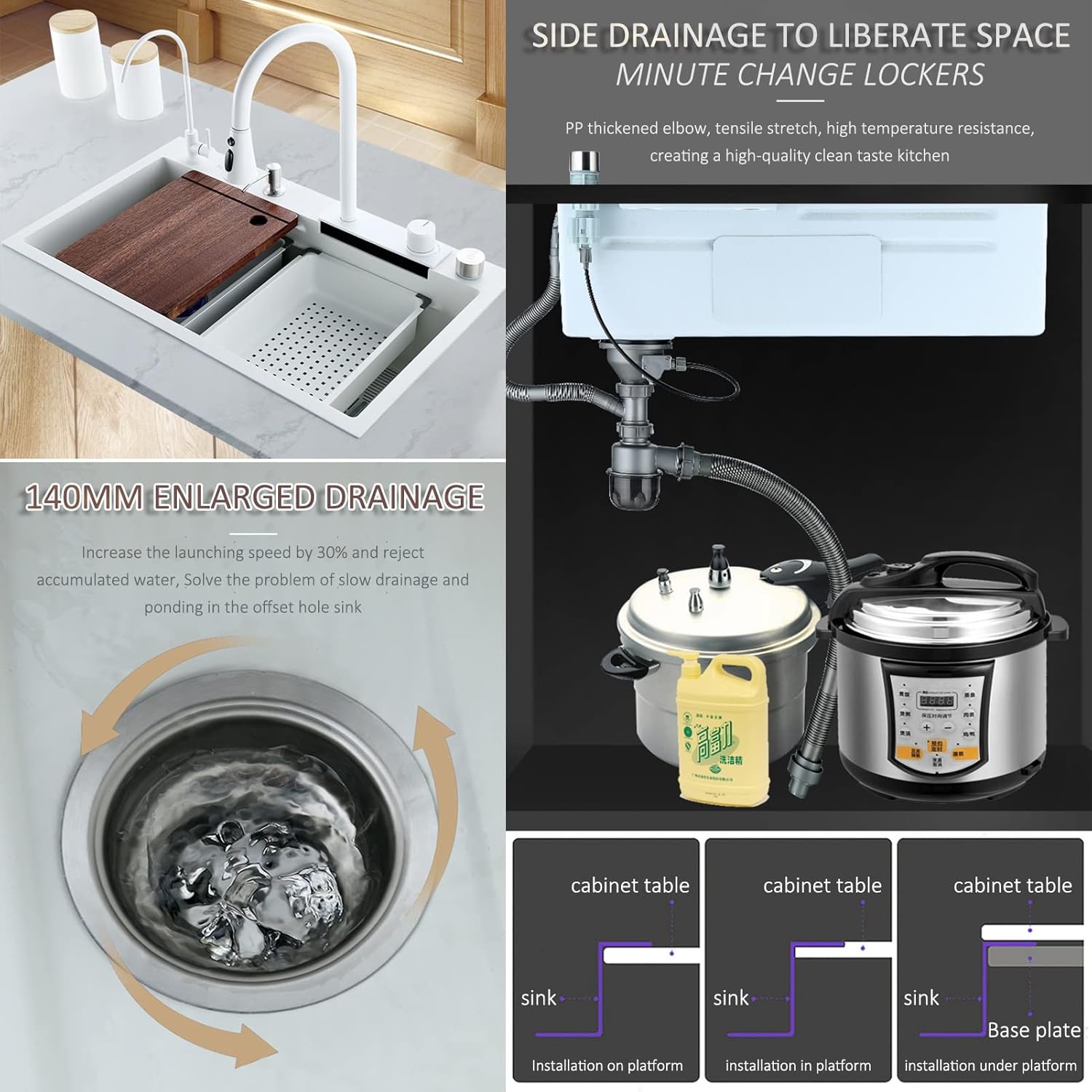 304 Stainless Steel Waterfall Sink - Drop-in Or Undermount Installation