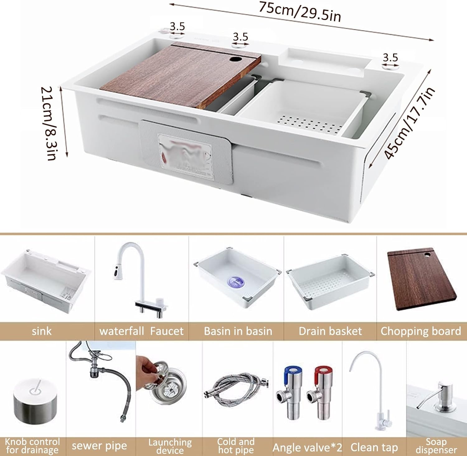 304 Stainless Steel Waterfall Sink - Drop-in Or Undermount Installation