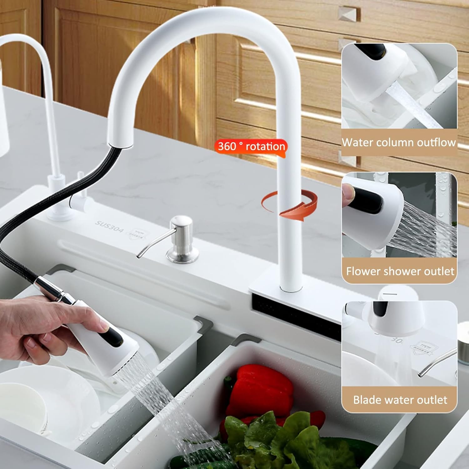 304 Stainless Steel Waterfall Sink - Drop-in Or Undermount Installation