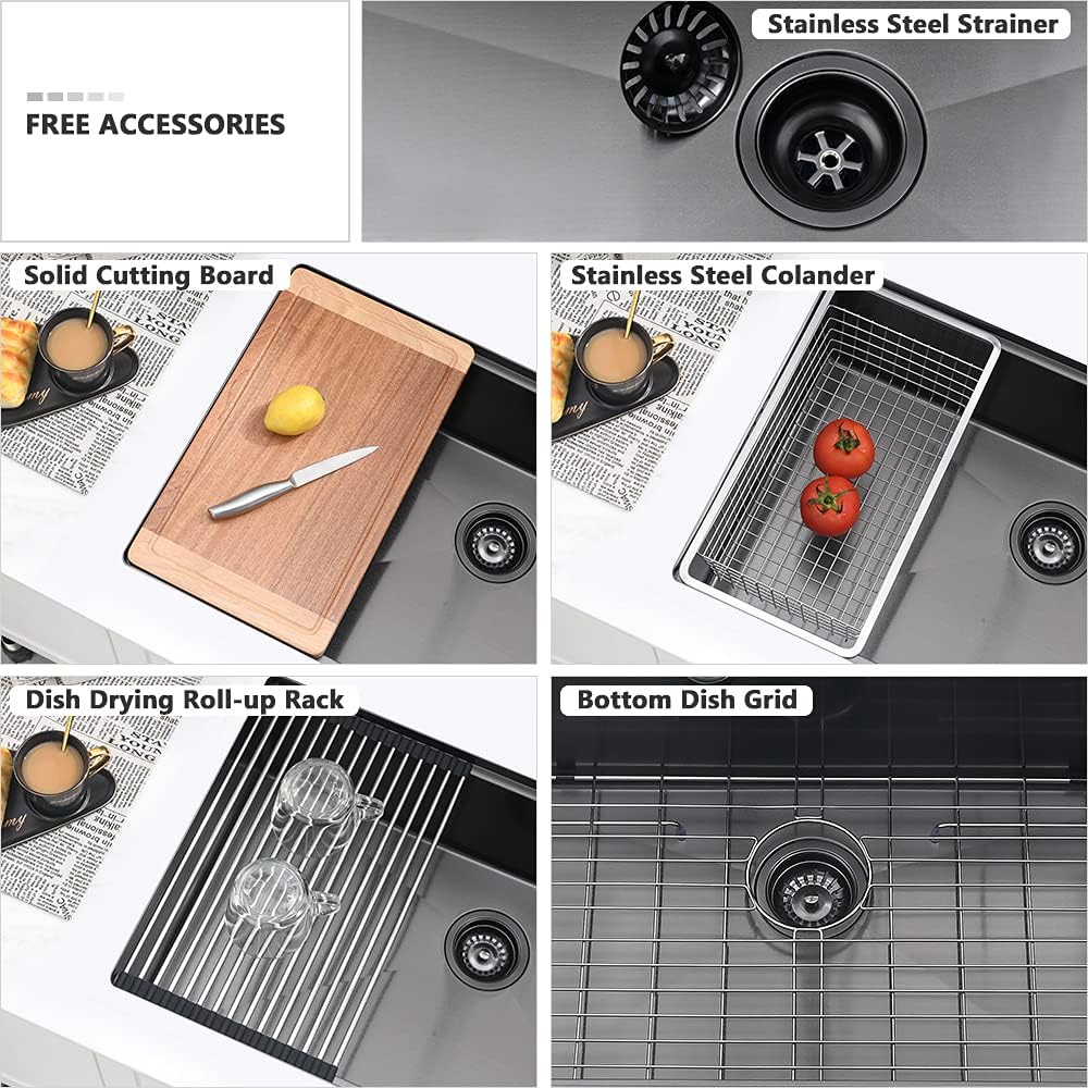 30 Black Kitchen Sink Undermount Workstation