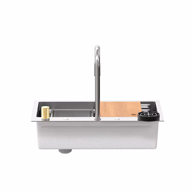 Stainless Steel Kitchen Sink with Pull Out Multifunctional Faucet Waterfall and Accessories 29.5''L x 18.1''W x 8.7''H