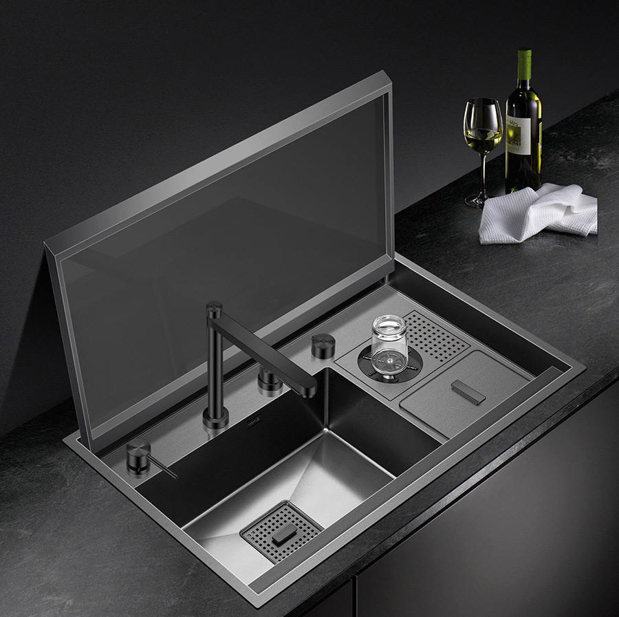 SUS304 Stainless Steel Large Farmhouse Hidden Sinks Handmade Kitchen Sink With Faucet