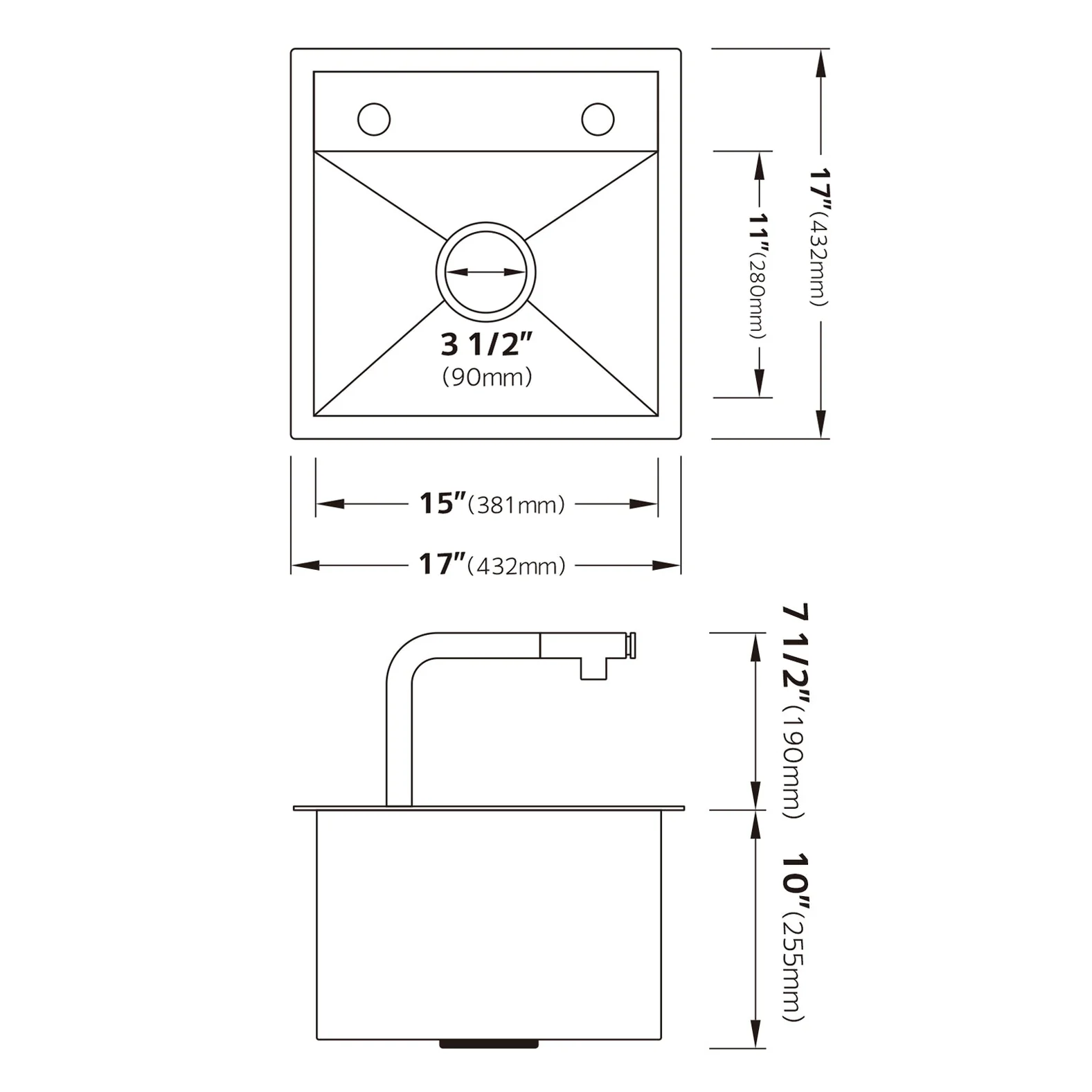 17"x17" Stainless Steel Concealed RV & Kitchen Bar Workstation