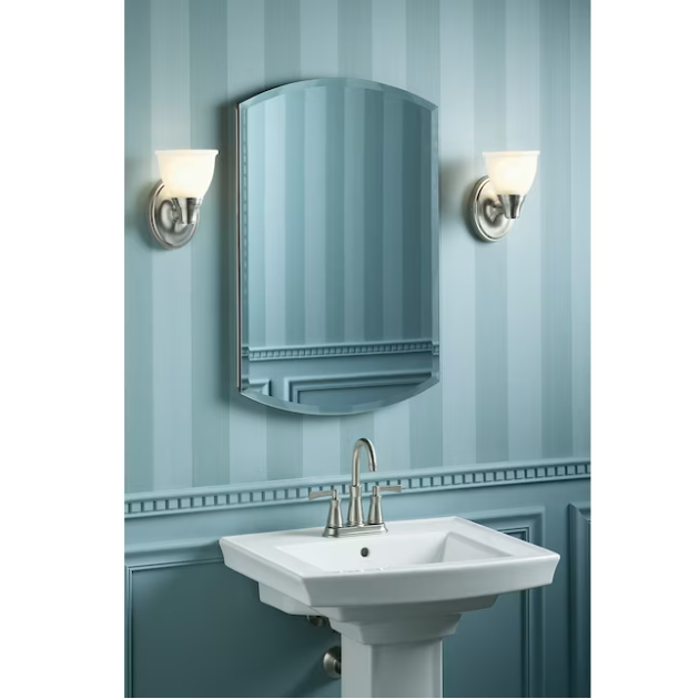 20-in x 31-in Surface/Recessed Mount Anodized aluminum Mirrored Arched Soft Close Medicine Cabinet